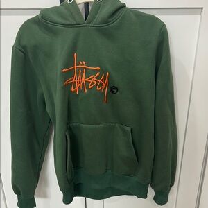 ❌SOLD❌Stussy Green Hoodie with Orange Logo